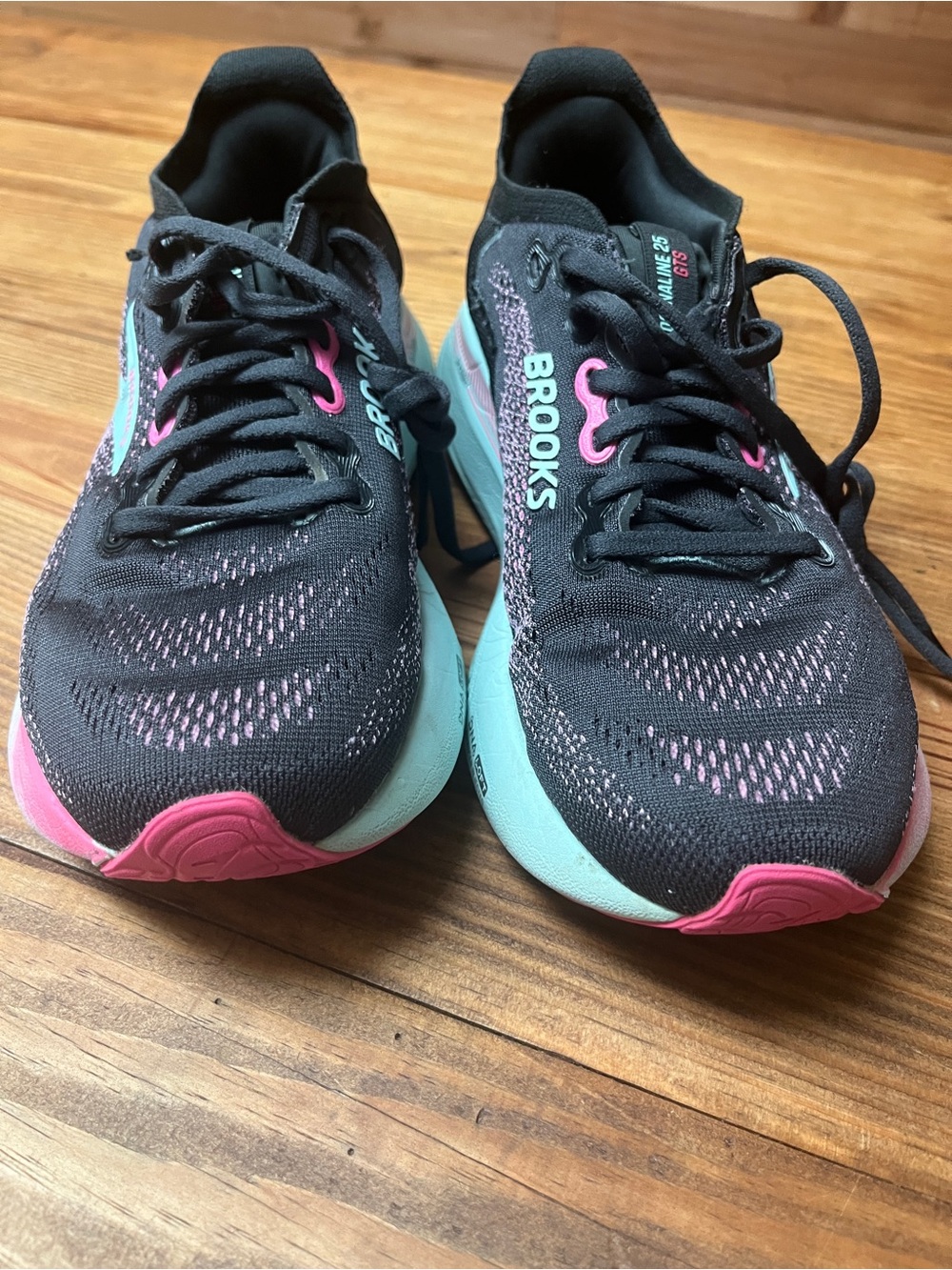 Brooks Women’s Athletic Running Shoes in Black with Pink & Teal Accents